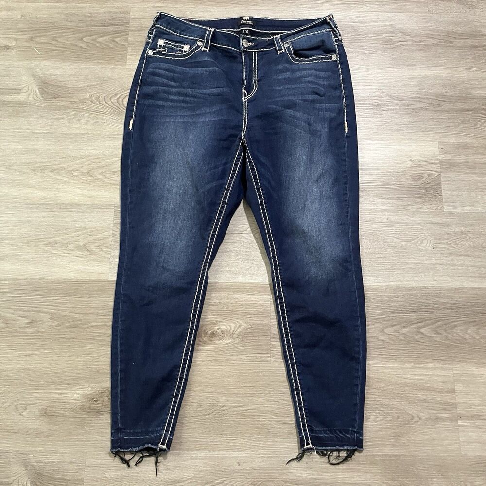 True Religion Jennie Curvy Mid Rise Super Skinny Jeans Blue Dark Wash Size 38